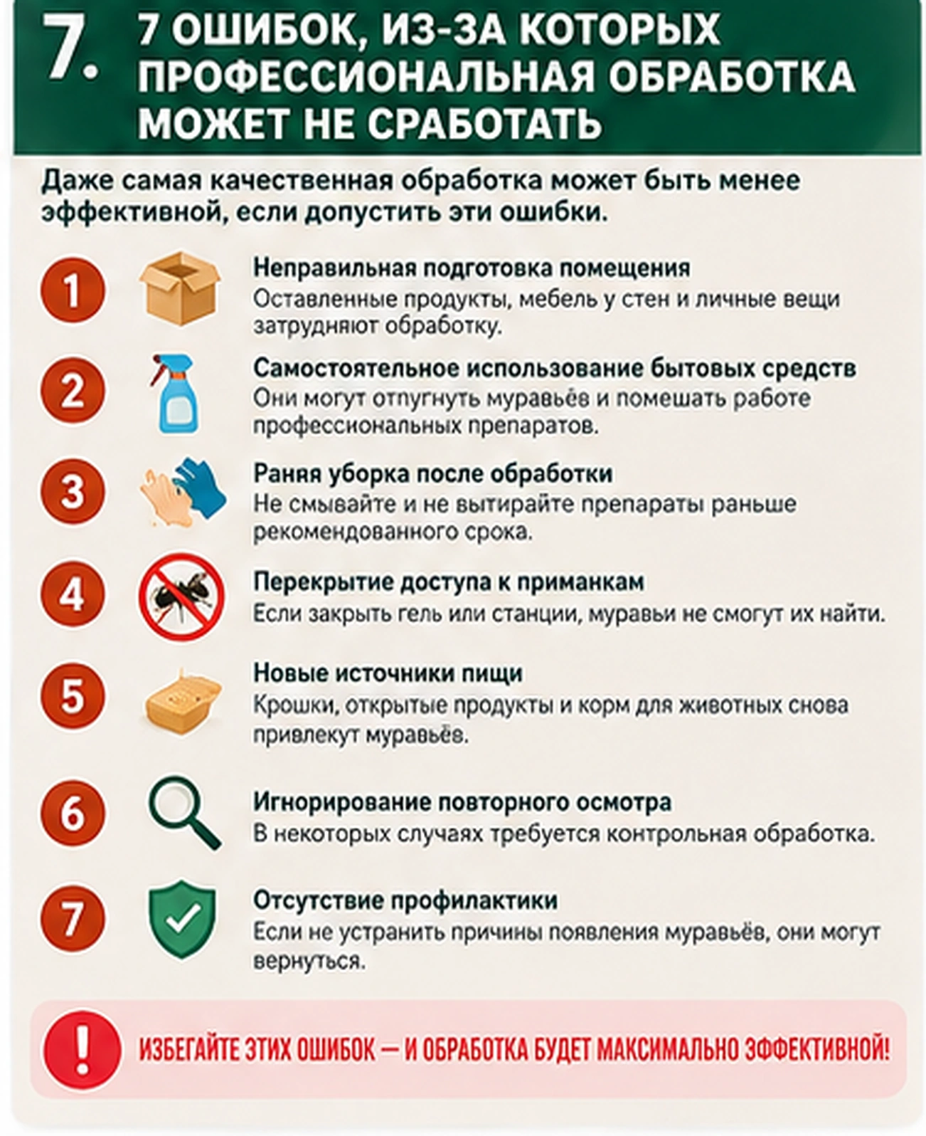 Ошибки, из-за которых обработка от муравьев может не сработать
