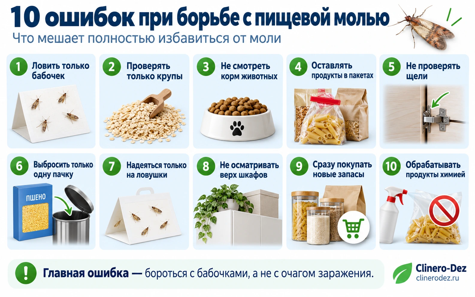 Десять ошибок при борьбе с пищевой молью