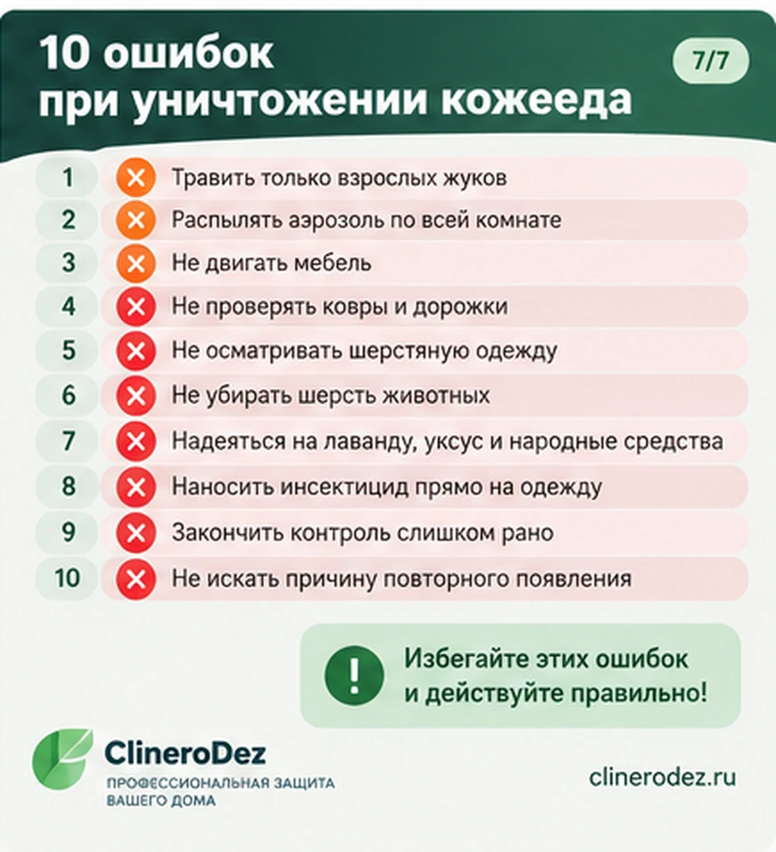 Десять ошибок при уничтожении кожееда