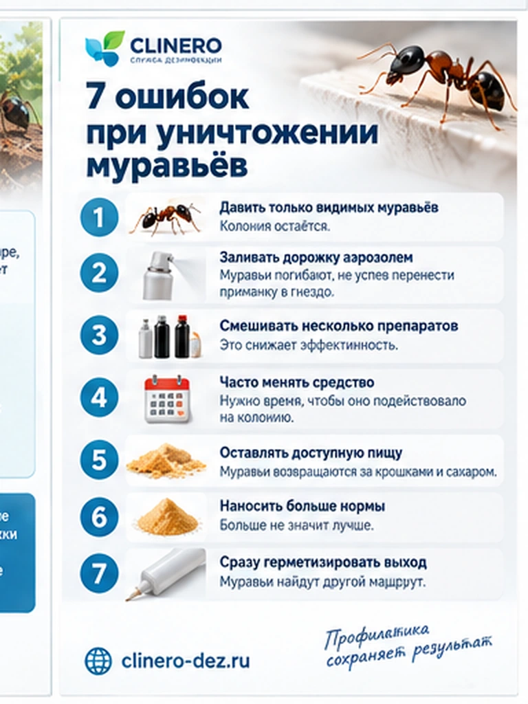 Семь ошибок при самостоятельном уничтожении муравьёв