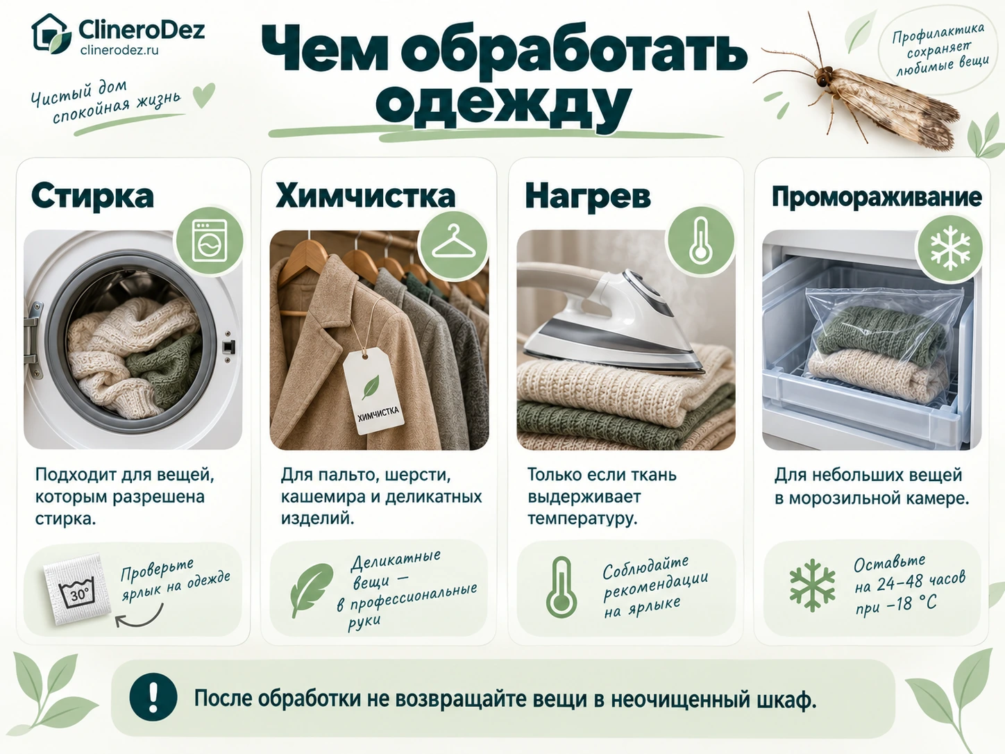 Способы обработки одежды от платяной моли