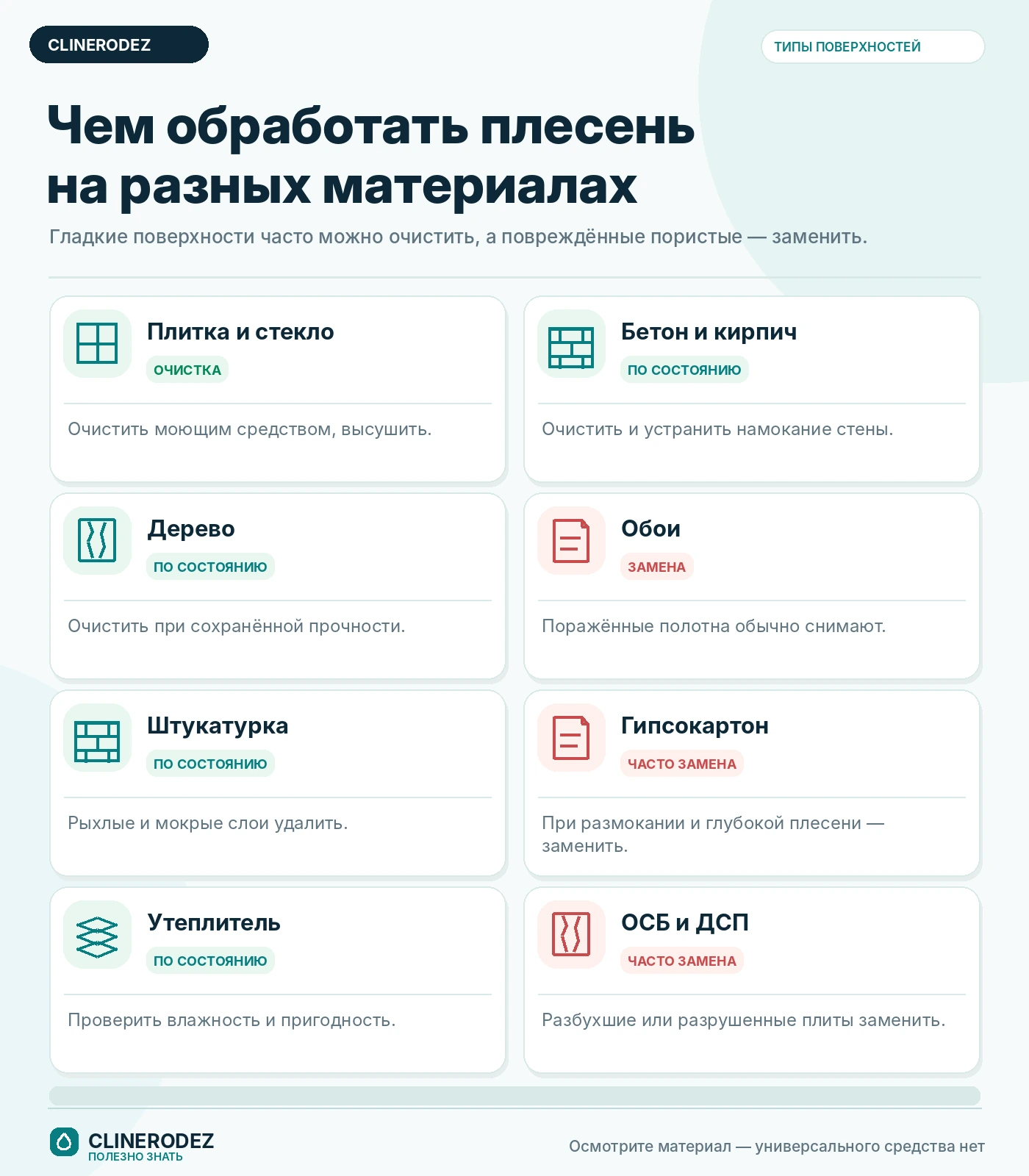 Чем обработать плесень на разных материалах