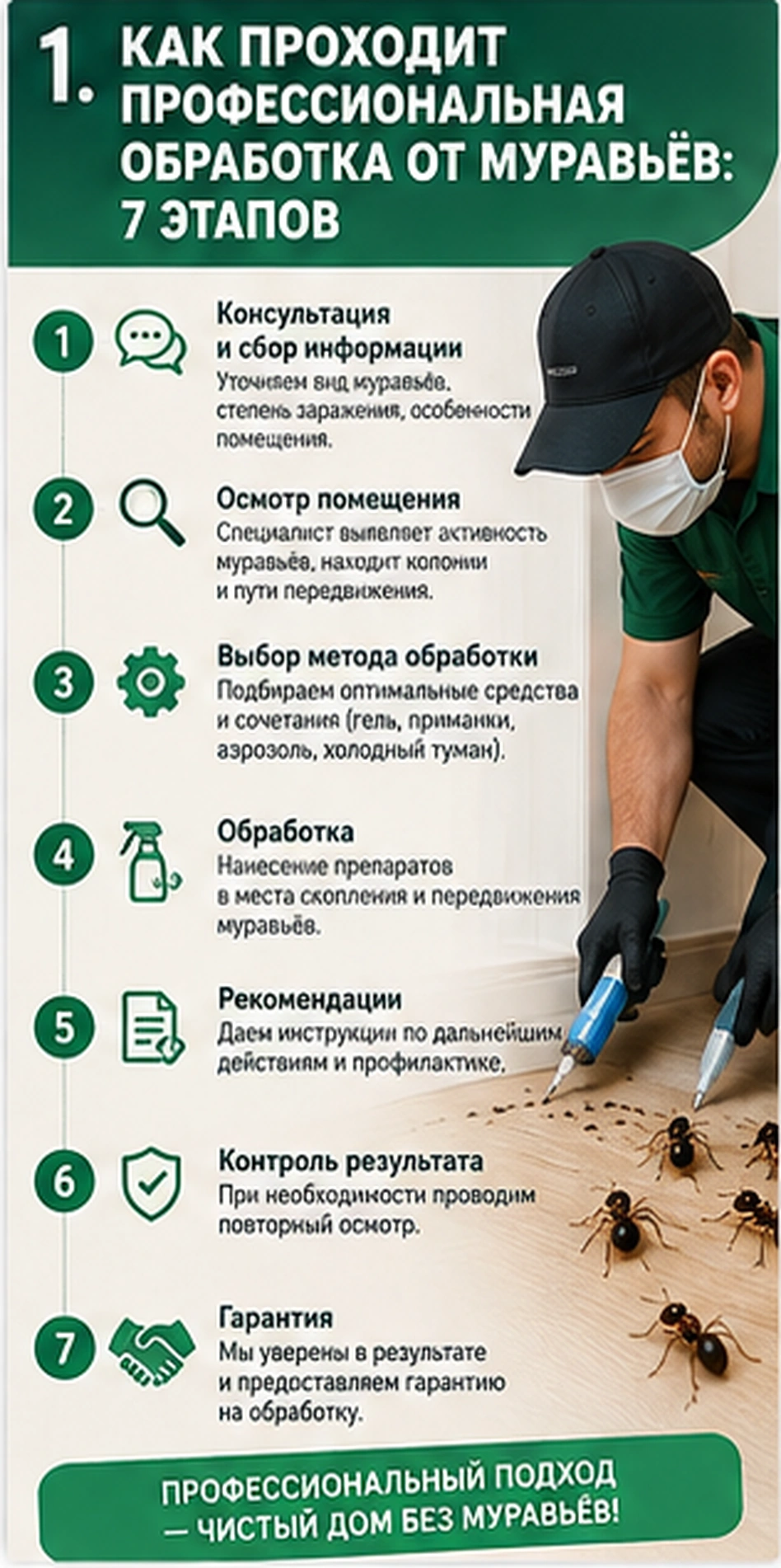 Семь этапов профессиональной обработки от муравьев
