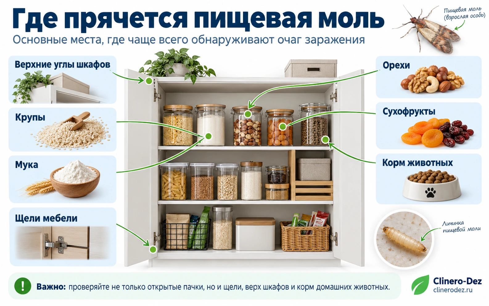 Места, где прячется пищевая моль