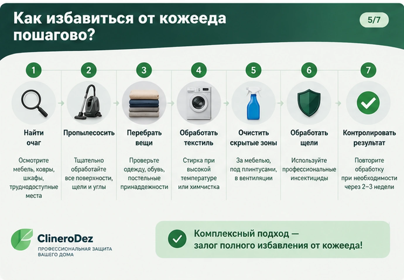 Пошаговая схема избавления от кожееда
