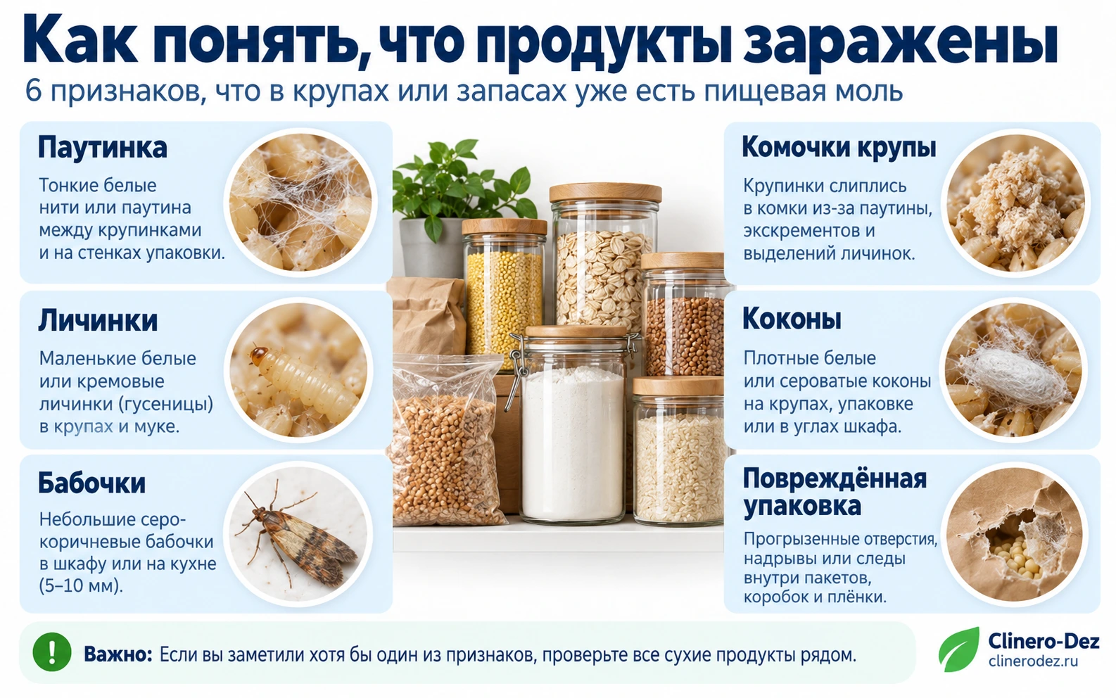 Признаки заражения продуктов пищевой молью