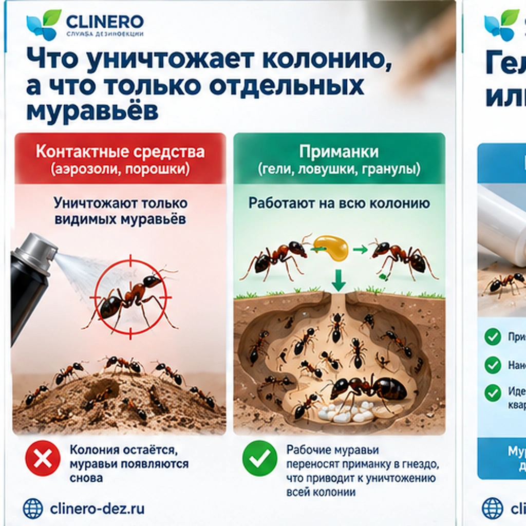Разница между уничтожением отдельных муравьёв и воздействием на колонию