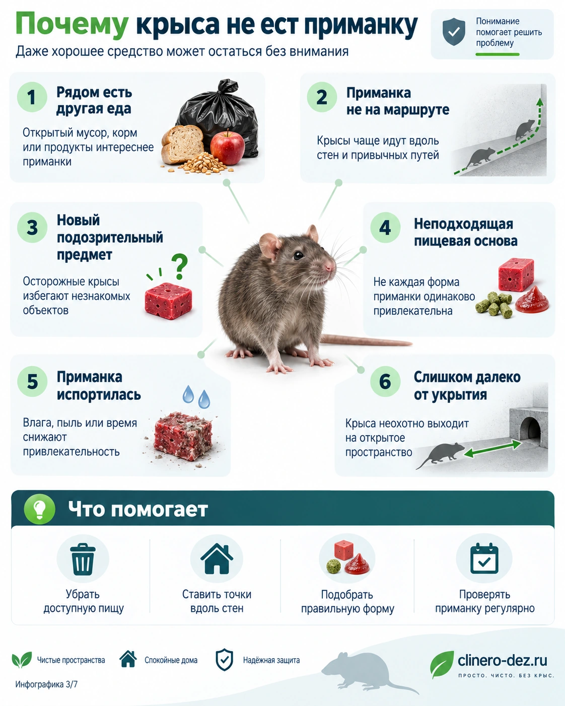 Причины, по которым крыса не ест приманку