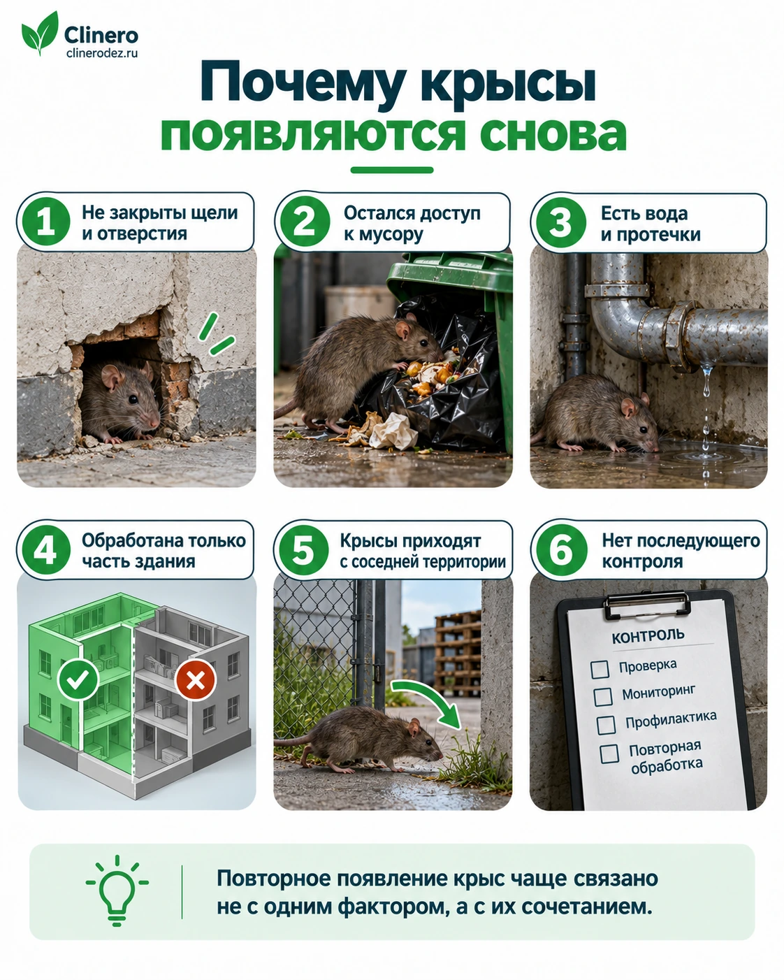 Причины повторного появления крыс после обработки