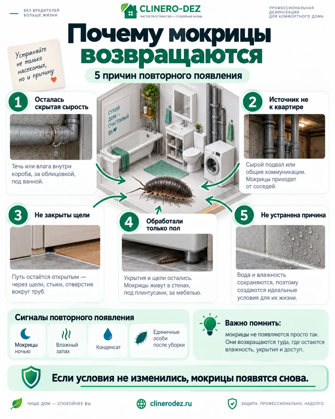 Пять причин повторного появления мокриц