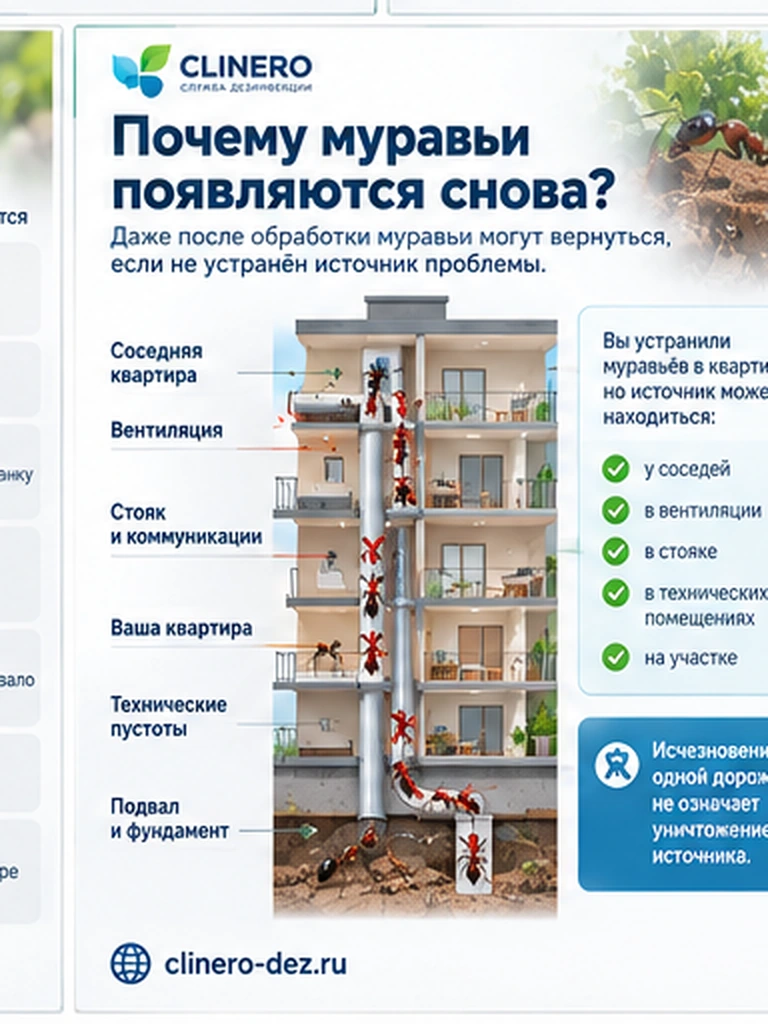Причины повторного появления муравьёв после обработки