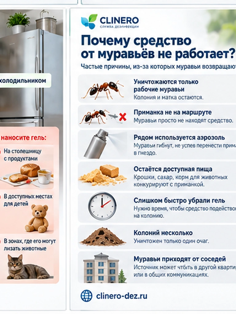 Причины, по которым средство от муравьёв не работает