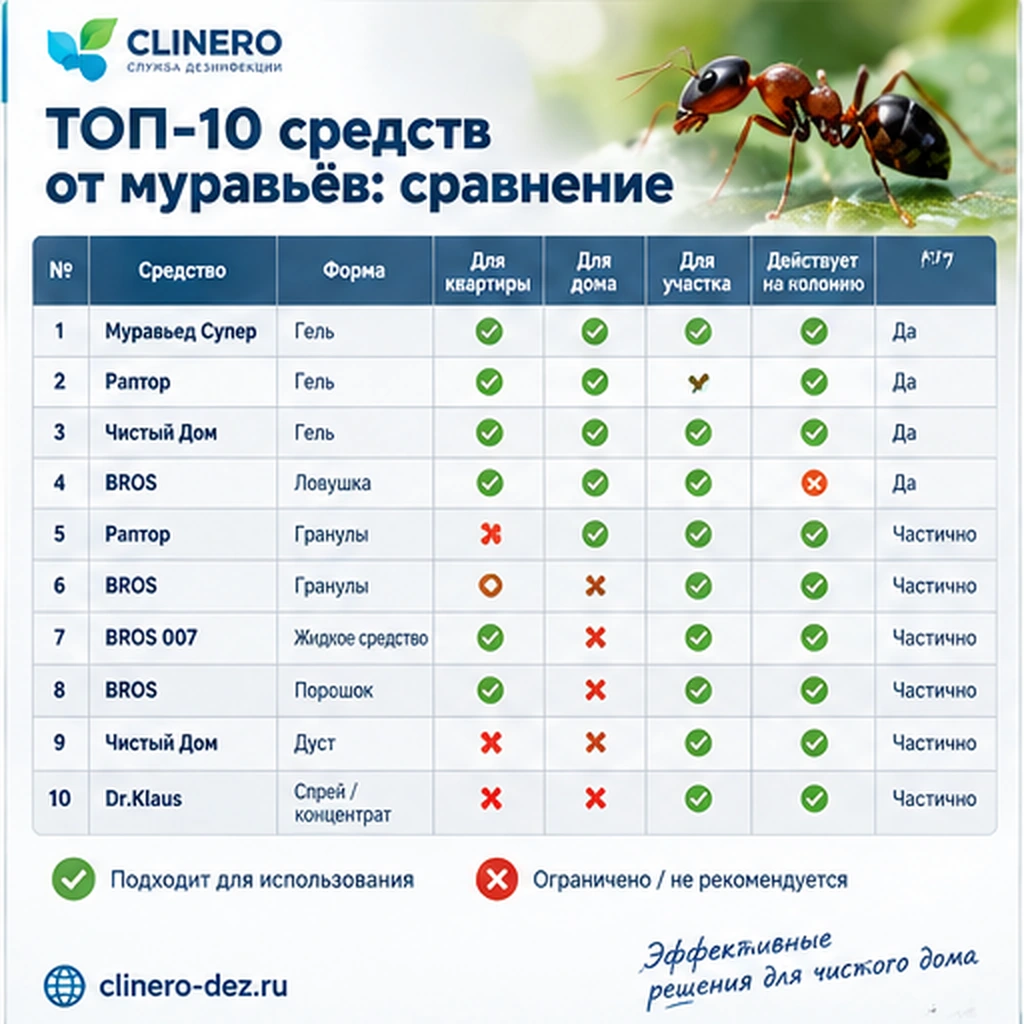 Сравнение десяти средств от муравьёв для квартиры, дома и участка