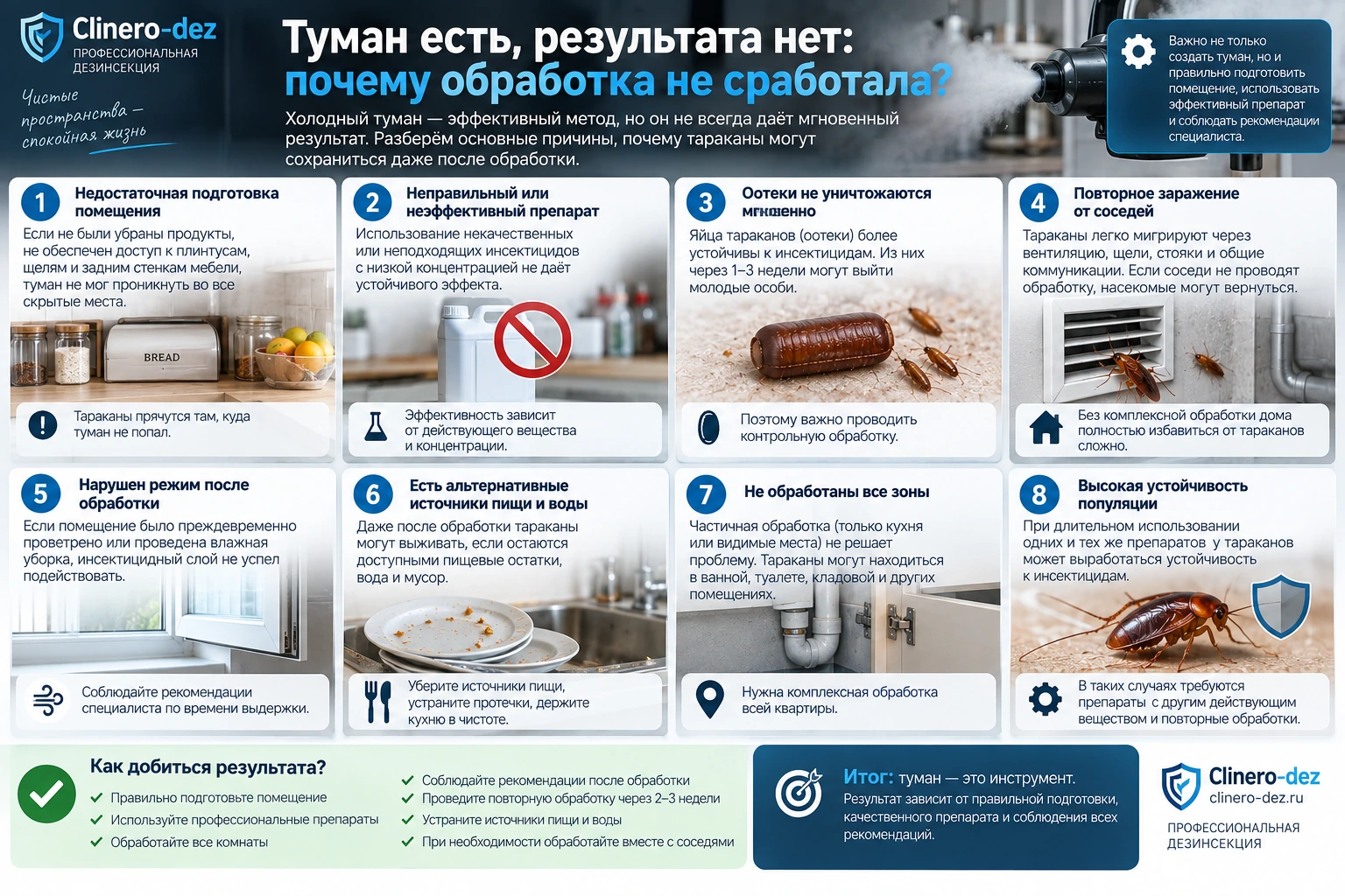 Инфографика о причинах неэффективной обработки холодным туманом